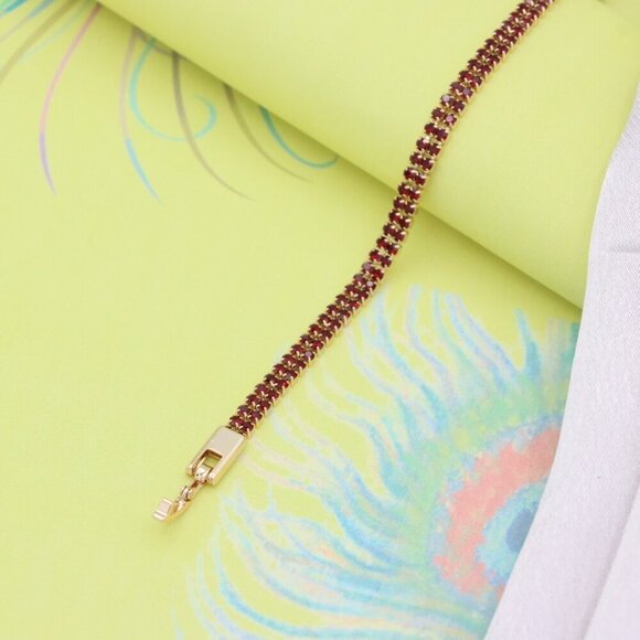 Rose Gold Bracelet with Red Stones, XPBL0683 - Picture 4 of 12